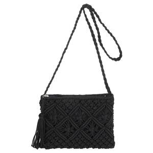 3083 Small Fringed Cotton Crochet Cross-body Shoulder Bag Bohemian Beach